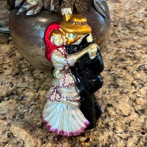 Blown glass ornament, Renoir couple, vintage